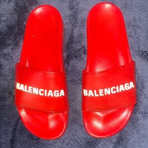 Balenciaga Red Slide Sandals